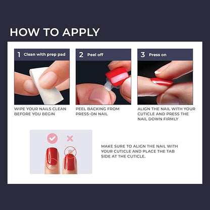 KISS imPRESS No Glue Mani Press On Nails, Design, 'Miracle', Pink, Short Size, Squoval Shape, Includes 30 Nails, Prep Pad, Instructions Sheet, 1 Manicure Stick, 1 Mini File