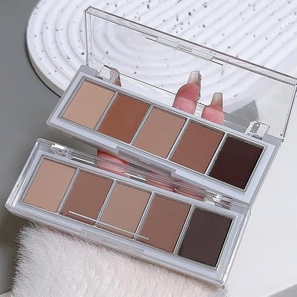 evpct 5 Colors Matte Nude Eye Shadow Palette Makeup for Older Women, Nude Brown Cocoa Taupe Ebony Matte Cream Smokey Mini Eyeshadow Palette for Blue Green Eyes, Contour Makeup Palettes sombras de ojos