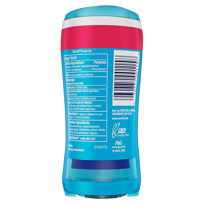 Secret Fresh Antiperspirant Deodorant for Women, 72hr Breathable Sweat & Odor Protection, Instant Freshness & Gentle, PH Balancing Minerals, Clear Gel, Delicate Rose Scent, 2.6 oz (Pack of 2)