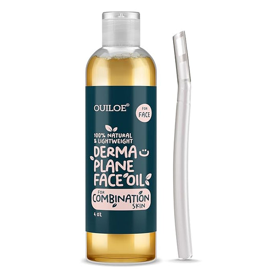Dermaplane Oil, Face Shaving Oil for Women with Combination Skin - Lightweight & Natural Facial Shave Oil - Use with a Dermaplaning Tool, Razor, Shaver or Microblade for Close Shave 4 oz by Ouiloe
