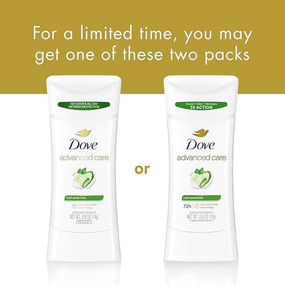 Dove Advanced Care Antiperspirant Deodorant Stick for Women Cool Essentials For 48 Hour Protection And Soft And Comfortable Underarms, 2.6 oz 2 Count