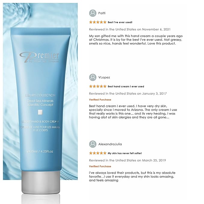 Premier Dead Sea Luxury Hand & Body Cream, vitamins 4.25fl.oz