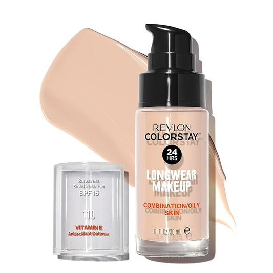 Revlon Liquid Foundation, ColorStay Face Makeup for Combination Ivory (110), 1.0 oz