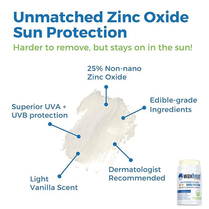 Waxhead Coral Reef Safe Sunscreen Stick - Zinc Oxide Sunscreen, Tattoo Sunscreen Stick Mineral Sunscreen Face Sunscreen Stick, Baby Sunscreen Stick, Sunblock Stick, Biodegradable Sunscreen