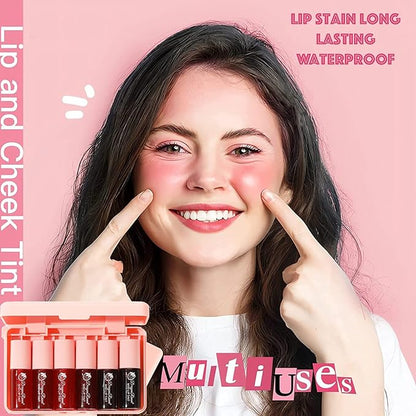 6 Colors Lip Tint Stain Set, Korean Lip