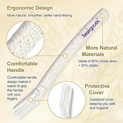 Eco-Friendly Women's Dermaplaning Razor - Multipurpose Exfoliating Tool with Anti-Cut Blades & Biodegradable Handle for Silky Skin & Perfect Brows (Beige)
