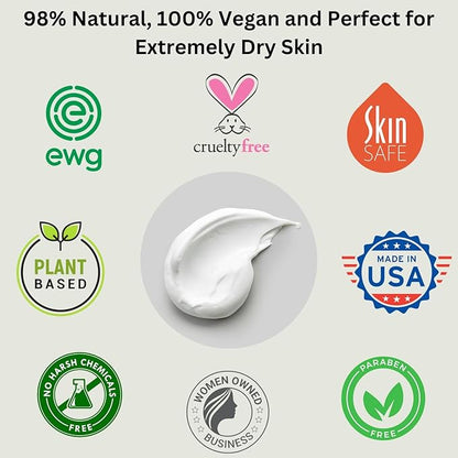 RaGaNaturals Natural Face and Body Butter Cream for Dry Skin - Calming, Nourishing & Hydrating Lavender Body Cream for Women, Men & Kids - Softens Skin and Delivers Healthy-Looking Glow - Vegan - 8 Oz