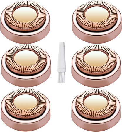 Facial Hair Remover Replacement Heads Gen 1 for Finishing Touch Flawless Facial Hair Removal,Effective Compatible with Flawless Shaver Tool for Women 18K Gold-Plated Rose Gold, 6 pcs,As Seen On TV.