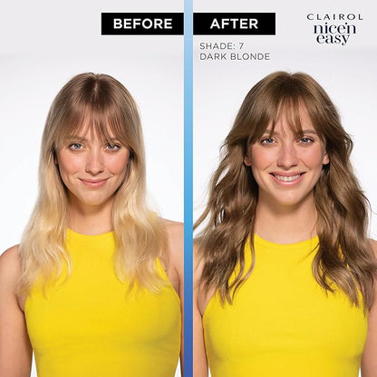 Clairol Nice'n Easy Permanent Hair Dye, 7C Dark Cool Blonde Hair Color, Pack of 3 (Packaging May Vary)