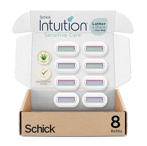 Schick Intuition Refill, Razor Blades with Organic Aloe for Women Sensitive Skin | 8 Count (Pack of 1)