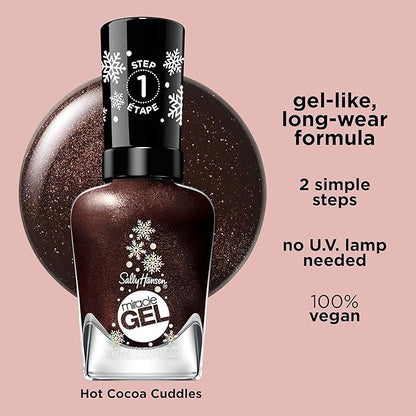 Sally Hansen Miracle Gel, Hot Cocoa Cuddles, Long Lasting, Gel-Like Formula, No UV Lamp Needed, Opaque, Shimmery Brown Nail Polish