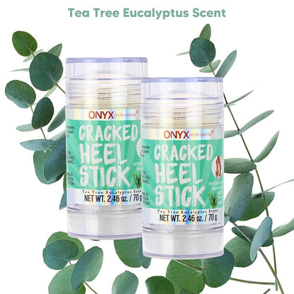 Onyx Professional Cracked Heel Repair Balm Stick for Dry Cracked Feet Treatment, Tea Tree Scent, 2 pack - Moisturizing Foot Balm, Rolls On, No Mess Like Foot Cream or Foot Lotion, Heel Treatment