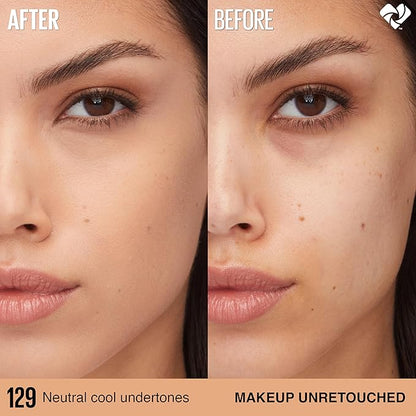 Maybelline Super Stay Lumi-Matte Foundation, Lightweight and Buildable Full Coverage Foundation Makeup For Up To 30HR Wear, 129, 1 Count