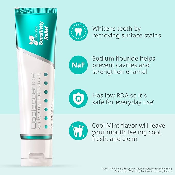 Opalescence Whitening Toothpaste for Sensitive Teeth (2 Pack) - Oral Care, Mint Flavor, Gluten Free - TP-5167-2