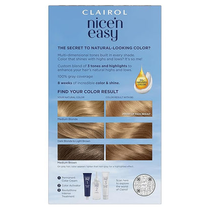 Clairol Nice'n Easy Permanent Hair Dye, 8G Medium Golden Blonde Hair Color, Pack of 1