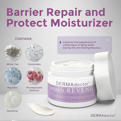 DERMAdoctor Anti-Aging Face Cream | Dermatologist Formulated Moisturizer with Squalane, Peptides & Antioxidants | Day & Night Use - 1.7 oz