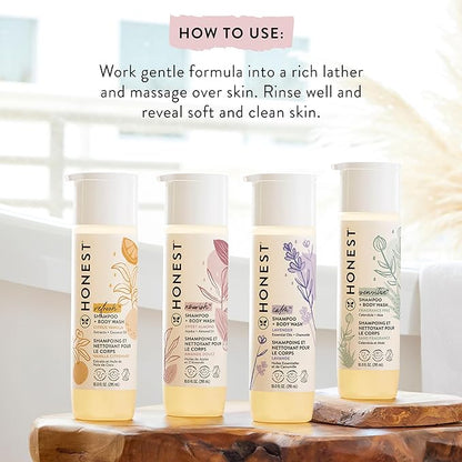 The Honest Company 2-in-1 Cleansing Shampoo + Body Wash | Gentle for Baby | Naturally Derived, Tear-free, Hypoallergenic | Sweet Almond Nourish, 10 fl oz
