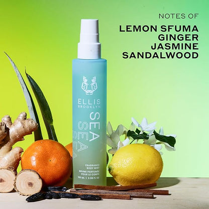 Ellis Brooklyn SEA Hair And Body Fragrance Mist - Aquatic Citrus Perfume with Lemon Sfuma, Pineapple Leaves, & Tonka Bean, Vegan Perfume Mist, Made In The USA, 50ml 1.7 Fl Oz