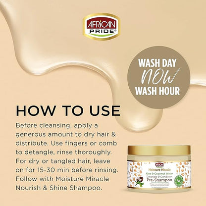 African Pride Moisture Miracle - For Natural Coils & Curls, Nourishes & Shines, Sulfate Free, Color Safe (16 Oz (3-in-1 Set))