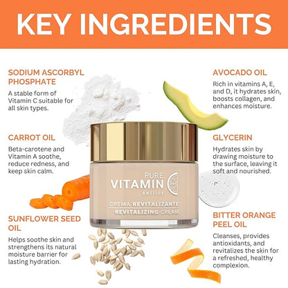 Noche Y Dia Vitamin C Face Cream - Hydrating, Lightweight, Non-Greasy Moisturizer for All Skin Types - Anti-Aging Formula for Fine Lines, Wrinkles & Even Skin Tone - 60mL (2.04 fl oz)