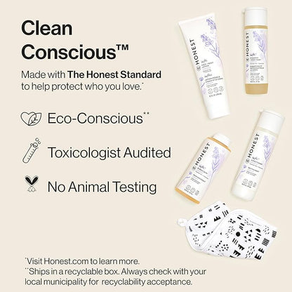 The Honest Company Calming Lavender Bathtime Gift Set | Hypoallergenic Bath Essentials for Sensitive Skin | Shampoo + Body Wash, Face + Body Lotion, Bubble Bath, Conditioner, Wash Cloth