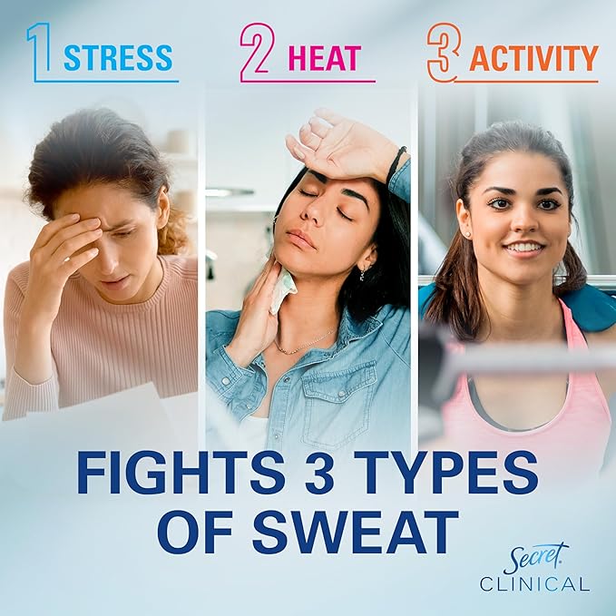 Secret Clinical Strength Dry Spray Antiperspirant Deodorant for Women, 3X Stress Protection, 72hr Sweat & Odor Protection, PH Balancing Minerals, Light & Fresh Scent, 3.8 oz
