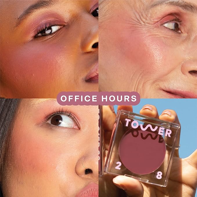 Tower 28 Beauty BeachPlease Cream Blush for Cheeks and Lips - Multi-Purpose Lip and Cheek Tint in Mauve Blush - for Sensitive Skin – Color OFFICE HOURS, Luminous Finish