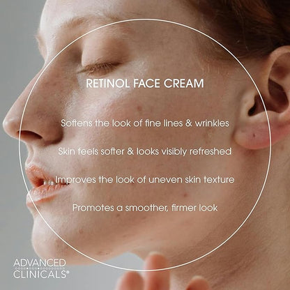Advanced Clinicals Retinol Cream Face Moisturizer | Encapsulated Retinol Lotion For Face With Ferulic Acid + Vitamin E To Soften Appearance Of Crepey Skin & Look of Fine Lines & Wrinkles, 2.5 Fl Oz