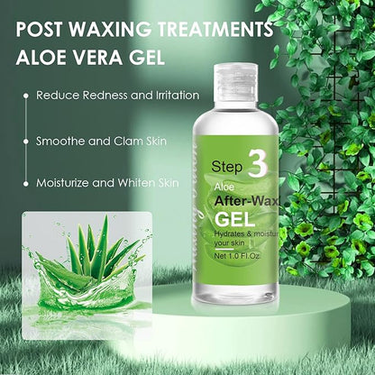 Aloe Vera Gel Unscented, Soothing and Moisture after waxing care, from freshly cut Pure Aloe, Sunburn Relief, for Face, Skin and Hair, 3 bottles (1.01 fl oz x 3)