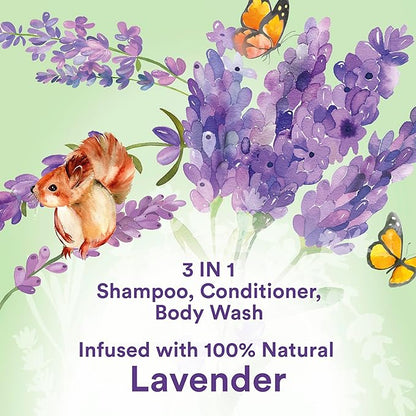 Suave Kids Natural Lavender Oil 3-in-1 Tear Free, Body Wash, Shampoo and Conditioners, No Sulfates, No Parabens, No Silicones, No Dyes, 16.5 Oz Pack of 4