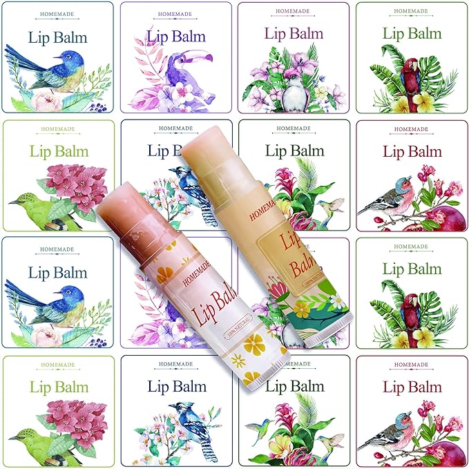 CRASPIRE Lip Balm Labels 80pcs Homemade Container（Flowers