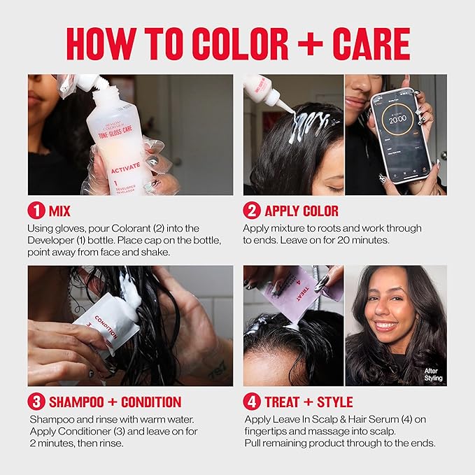 Revlon ColorSilk Tone + Gloss + Care Demi Permanent Hair Color, Dye Kit with Leave-In Scalp and Haircare Serum, 2x Shinier, 4x Stronger, 6 Light Brown, 4.5 fl oz