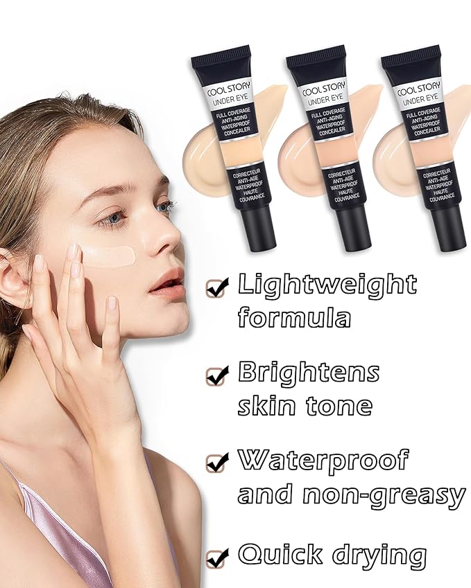 2 PCS Under Eye Concealer Full Coverage, Waterp