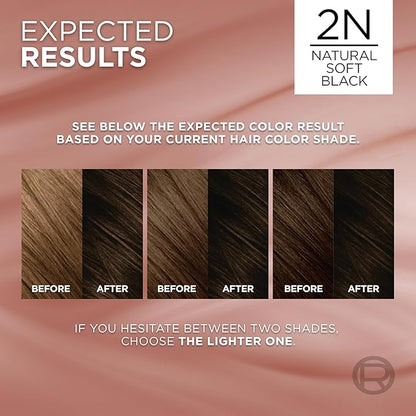 L’Oreal Paris Excellence Universal Nudes Permanent Hair Color, Ammonia Free Hair Dye for Gray Hair Coverage, 2N Natural Soft Black, 1 Hair Dye Kit