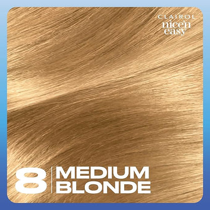 Clairol Nice'n Easy Permanent Hair Dye, 8 Medium Blonde Hair Color, Pack of 3