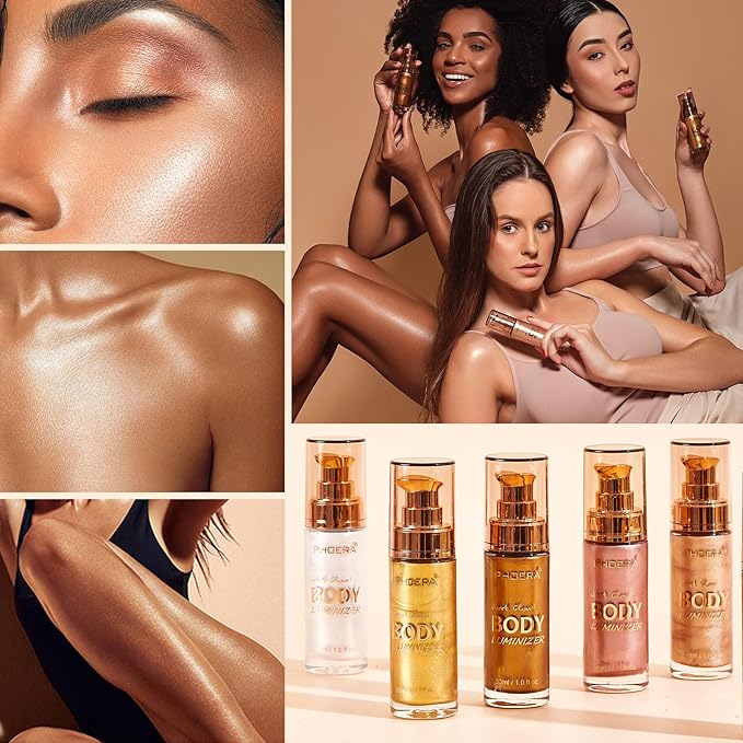 PHOERA Body Luminizer Highlighter, Waterproof Moisturizing and Glow