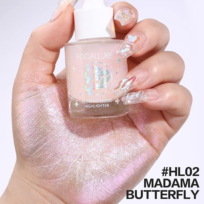 FOCALLURE Starfall Glowing Liquid Highlighter, Shimmering Body Oil,