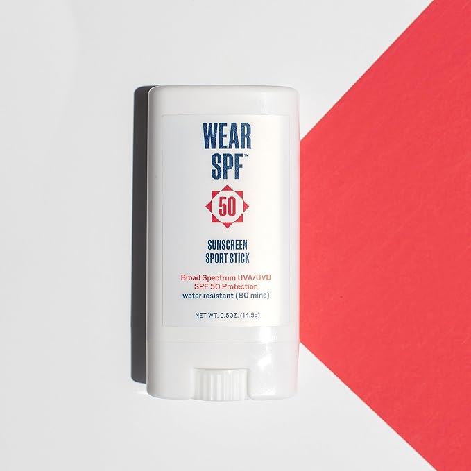 50 Sunscreen Sport Stick with Broad Spectrum SPF 50 UVA/UVB Protection, Sweat- & Water-Resistant Portable Hands-Free Stick for Face & Body, 3-pack