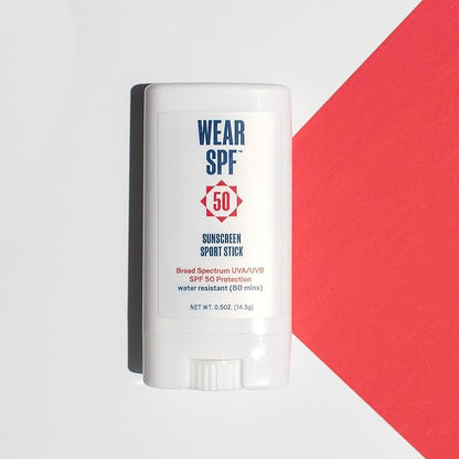 50 Sunscreen Sport Stick with Broad Spectrum SPF 50 UVA/UVB Protection, Sweat- & Water-Resistant Portable Hands-Free Stick for Face & Body, 3-pack