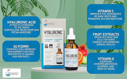 Hyaluronic Acid Serum Anti Aging Skin Care Facial Booster For Face - Hydro-Boost Moisturizer Booster W/Vitamin C & Vitamin E For Wrinkles, Fine Lines, Dark Spots, & Dry Skin, 1.75 Fl Oz