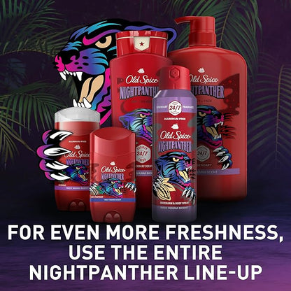 Old Spice Aluminum Free Deodorant for Men, 24/7 Odor Protection, 24/7 Freshness & Lasting Scent, Goes on Clear, NightPanther with Rich Warm Scent, 2.6 oz (Pack of 6)