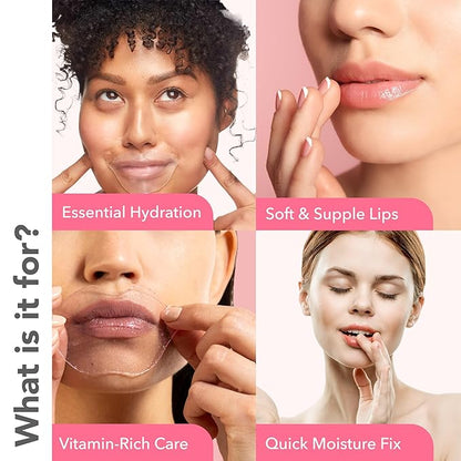 Patchology Rosé Gel Lip Mask - Overnight Lip Sleeping Mask with Resveratrol & Hyaluronic Acid for Moisturizing & Hydrating Dry Lips - Strawberry Scented Lip Care Solution (5 Count)