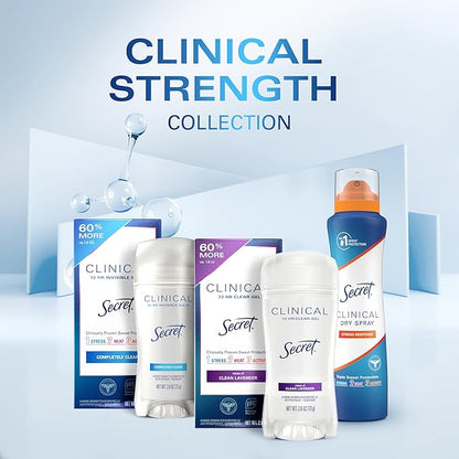 Secret Clinical Strength Dry Spray Antiperspirant Deodorant for Women, 3X Stress Protection, 72hr Sweat & Odor Protection, PH Balancing Minerals, Light & Fresh Scent, 3.8 oz