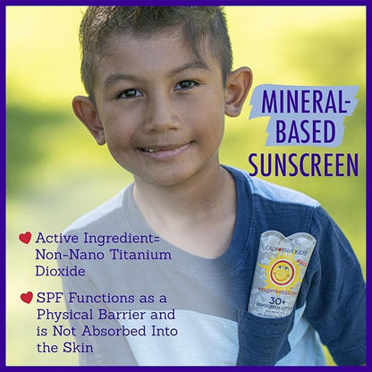 California Kids Super Sensitive SPF 30+ Sunscreen Lotion | Broad Spectrum | Titanium Dioxide | Unscented Hypoallergenic Mineral Sunscreen | Kids Sunscreen With Tint | 82 g / 2.9 oz.