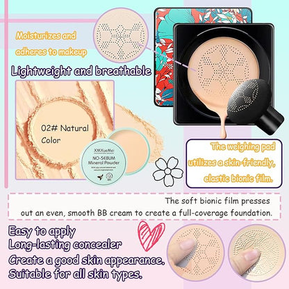 Air Cushion CC Cream Mushroom Head Foundation,Waterproof Long Makeup Sponge（4PCS）