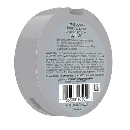 Neutrogena Healthy Skin Pressed Makeup Powder Compact with Light 20,. 34 oz