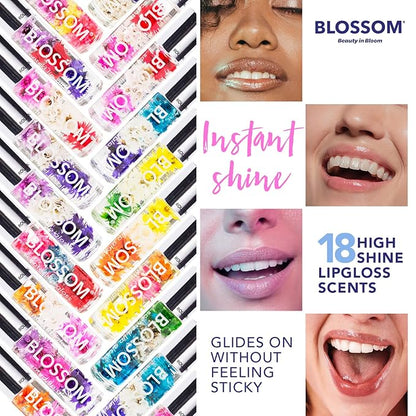 Blossom Scented Roll on Lip Gloss, Infused with Real Flowers, Made in USA, 0.40 fl oz, 2 pack, Cherry/Coconut