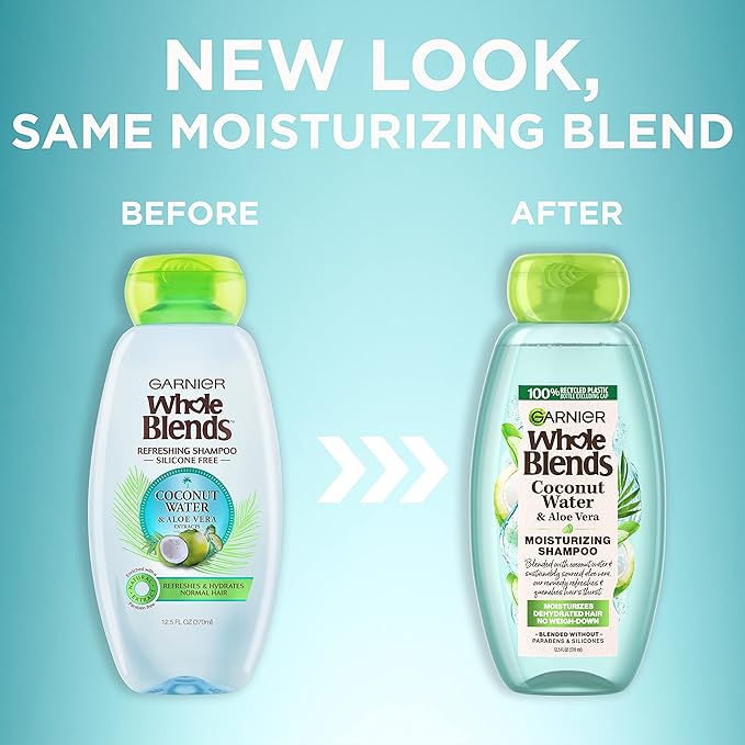 Garnier Whole Blends Coconut Water & Aloe Vera Refreshing Conditioner for Normal Hair, 26.6 Fl Oz, 1 Count (Packaging May Vary)