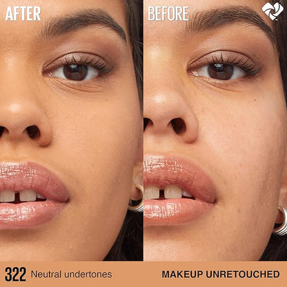 Maybelline Super Stay Lumi-Matte Foundation, Lightweight and Buildable Full Coverage Foundation Makeup For Up To 30HR Wear, 322, 1 Count
