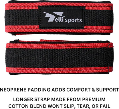 TelliSports Padded Wrist Straps Anti Slip Cotton Gym